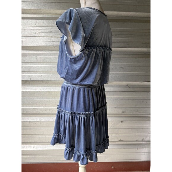 MISA Velvet Dress Blue Tiered Ruffles Tassels Size Medium NWT - Picture 6 of 15
